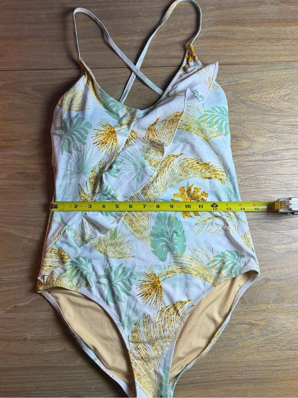 Tropical Leaf One-Piece Swimsuit in Mint & Gold